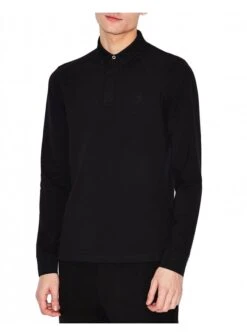 Armani Exchange A|X Mens Smart Poloshirt Long Sleeve Black Black