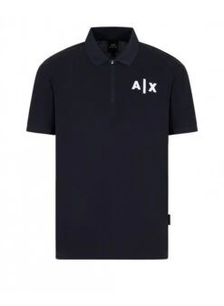Armani Exchange Jersey Zip Polo Shirt Navy Navy
