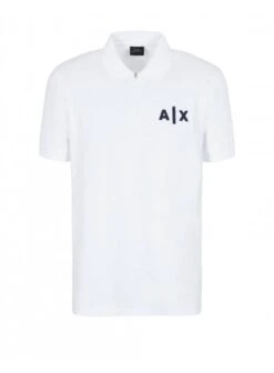 Armani Exchange Jersey Zip Polo Shirt White White