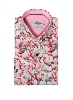 Claudio Lugli Flamingo Design Long Sleeve Shirt White White