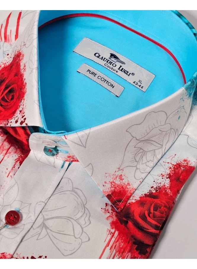 Claudio Lugli Rose Design Long Sleeve Shirt White White 2 Claudio Lugli Rose Design Long Sleeve Shirt White White - Image 2