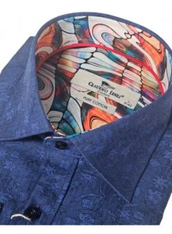 Claudio Lugli Woven Pattern Long Sleeve Shirt Navy Navy -Lyle Clothing Shop claudio lugli woven pattern long sleeve shirt navy p12440 16365 medium