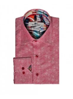 Claudio Lugli Woven Pattern Long Sleeve Shirt Red Red