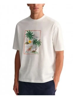 Gant Hawaii Printed Graphic Tshirt Eggshell Eggshell