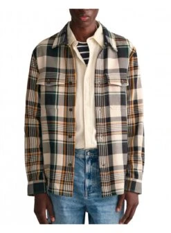 Gant Heavy Twill Check Overshirt Putty Putty
