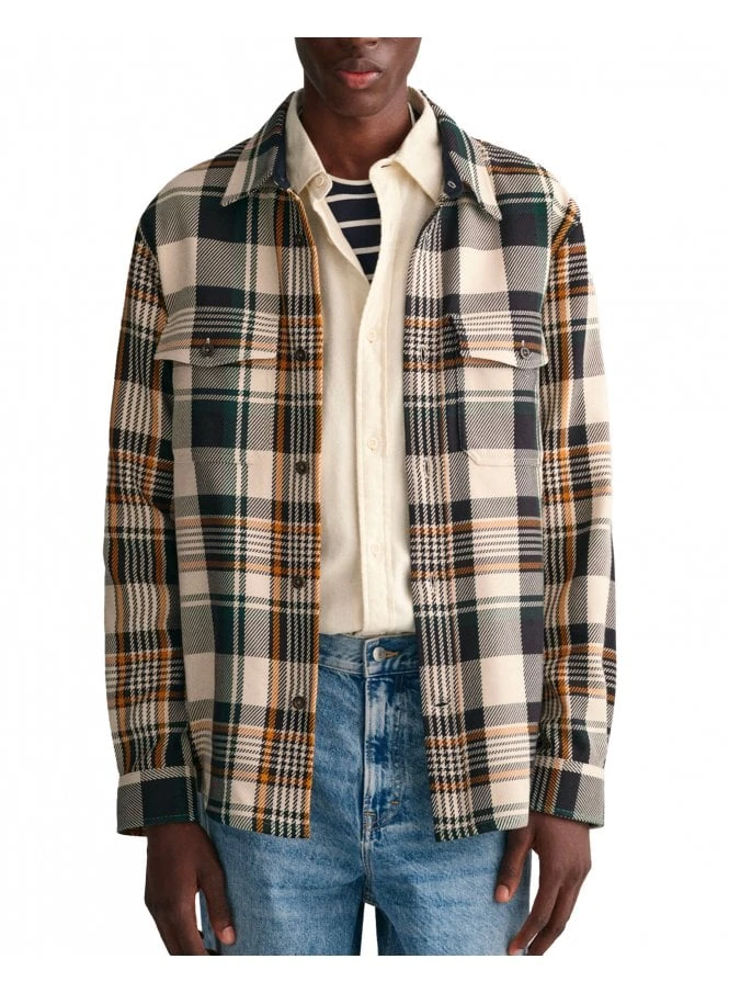 Gant Heavy Twill Check Overshirt Putty Putty 1 Gant Heavy Twill Check Overshirt Putty Putty