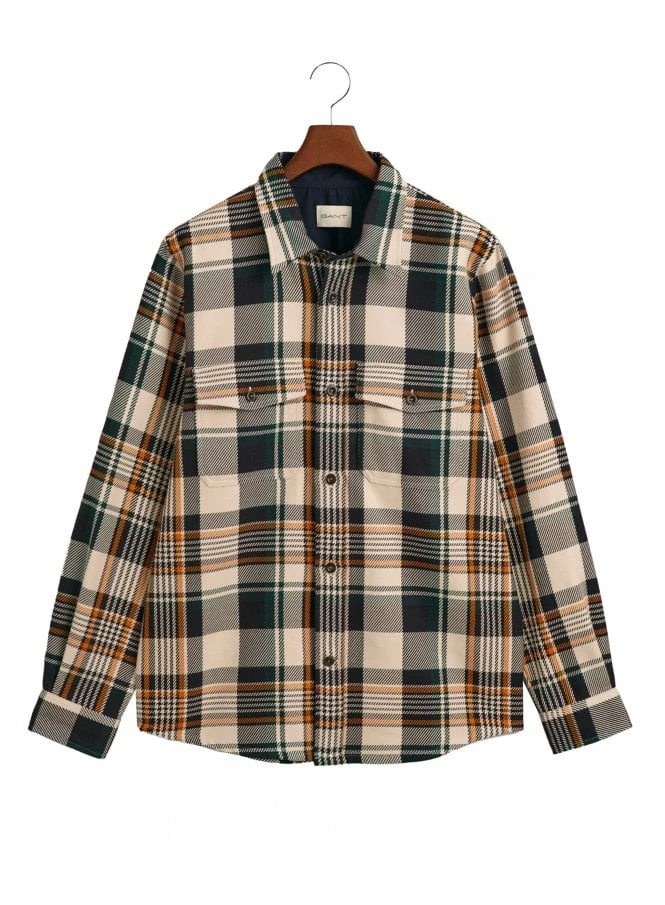 Gant Heavy Twill Check Overshirt Putty Putty 4 Gant Heavy Twill Check Overshirt Putty Putty - Image 4