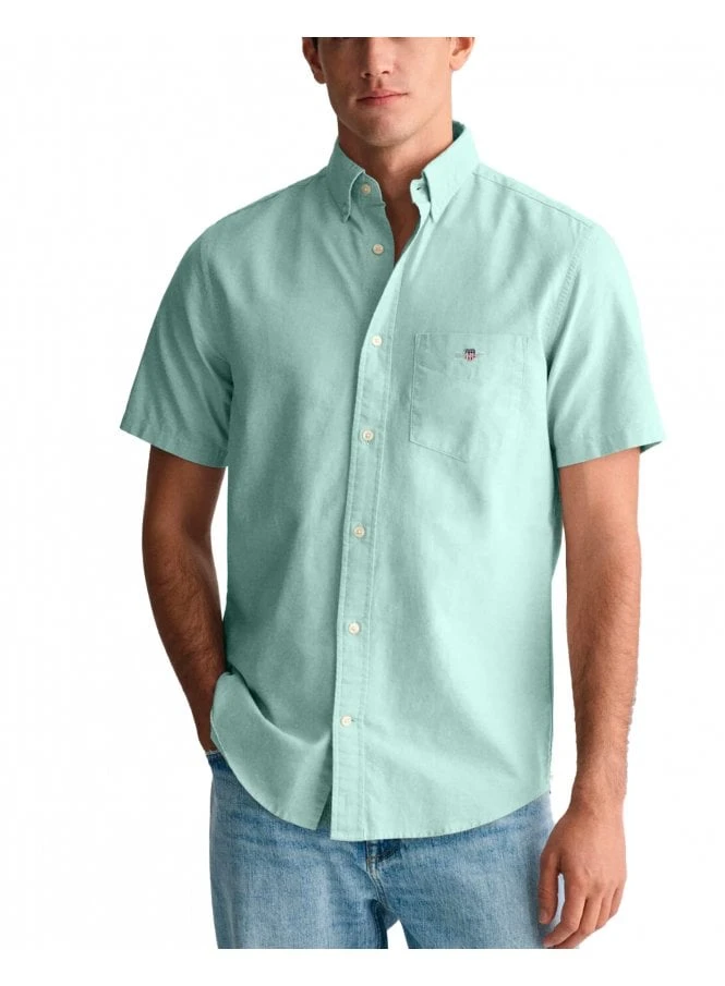 Gant Reg Classic Oxford Short Sleeve Shirt Lagoon Blue Lagoon Blue 1 Gant Reg Classic Oxford Short Sleeve Shirt Lagoon Blue Lagoon Blue