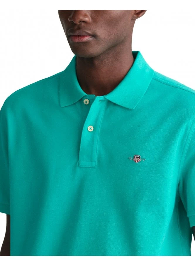 Gant Regular Fit Short Sleeve Pique Polo Lagoon Blue Lagoon Blue 2 Gant Regular Fit Short Sleeve Pique Polo Lagoon Blue Lagoon Blue - Image 2