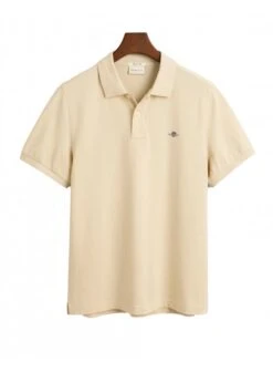 Gant Regular Fit Short Sleeve Pique Polo Silky Beige Silky Beige