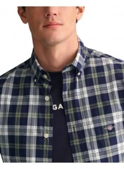 Lyle Clothing Shop -Lyle Clothing Shop gant regular poplin check ss shirt classic blue p12457 16452 medium