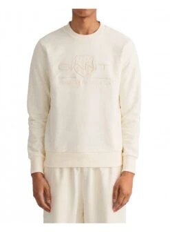 Gant Regular Tonal Shield Crew Neck Sweatshirt Eggshell Eggshell