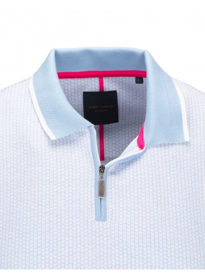 Guide London 1/4 Zip Polo Woven Design Sky/white Sky/white 2 Guide London 1/4 Zip Polo Woven Design Sky/white Sky/white - Image 2