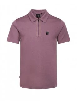 Luke Mainline Zip Polo Shirt Modal Fibre Dark Lilac Dark Lilac
