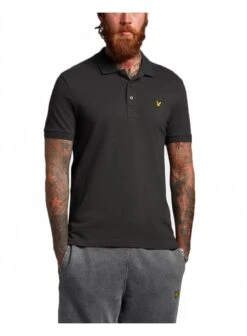 Lyle & Scott Lyle And Scott Mens Plain Polo Shirt Regular Fit Gunmetal Gunmetal