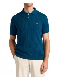 Lyle & Scott Cable Knitted Ss Polo Top Apres Navy Apres Navy