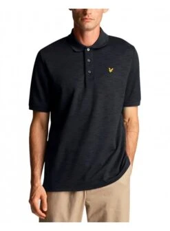 Lyle & Scott Chunky Slub Polo Shirt Dark Navy Dark Navy