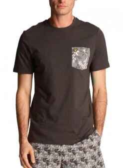 Lyle & Scott Floral Print Pocket T Shirt Gun Metal Gun Metal
