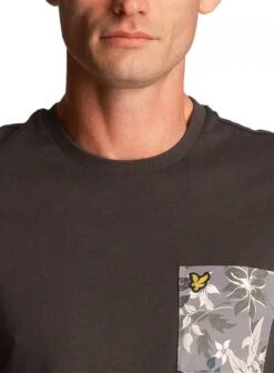 Lyle & Scott Floral Print Pocket T Shirt Gun Metal Gun Metal -Lyle Clothing Shop lyle scott floral print pocket t shirt gun metal p12356 16173 medium
