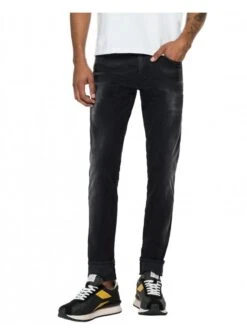 Replay Mens Hyperflex Anbass White Shades Black Denim Slim Jean Black Black